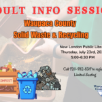Image of icons of recycling, garbage, and composting with information about the program at the library