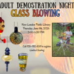 Image of glass firing with other images featuring brady blowing glass and his samples of glass he has blown