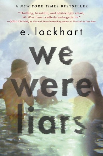 Book cover of "We Were Liars" by e. lockhart with swimmers in the background.